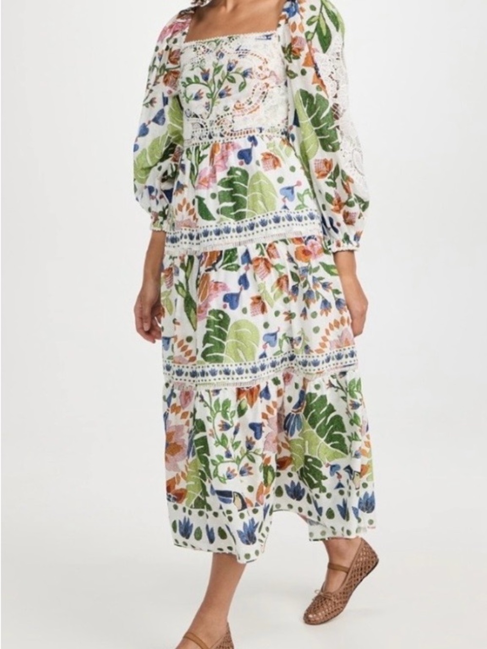 FARM Rio Floral Tropical Midi Dress in blue, green, pink - Picture 5 of 14